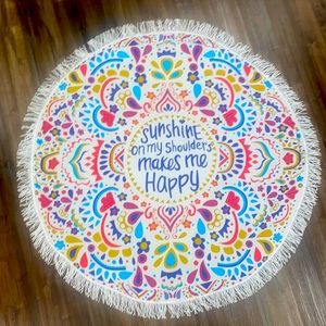 “Sunshine On My Shoulders Makes Me Happy” Round Beach Sheet